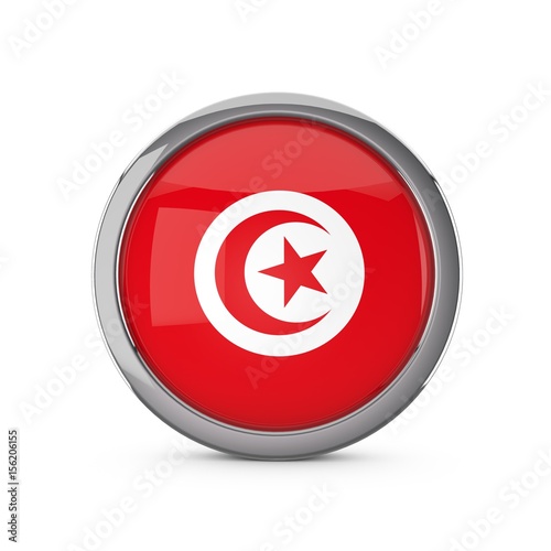 Free Download Tunisia national flag in a glossy circle shape with chrome frame. 3D Rendering - GFXLoad