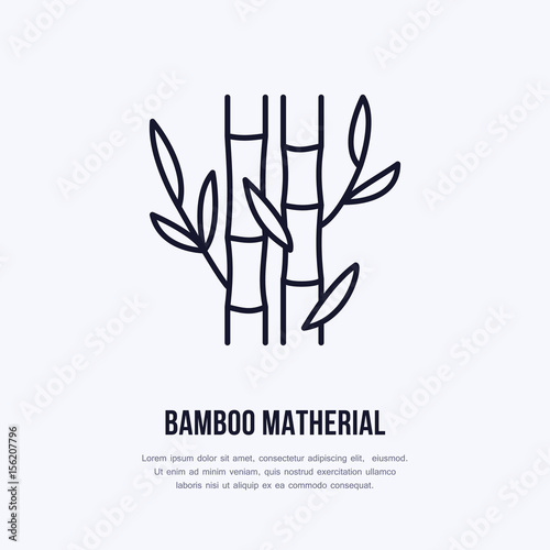 Fototapeta Ikona płaskiej linii włókna bambusowego. Wektor znak dla nieruchomości matherial.