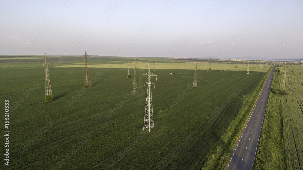 power lines on the field