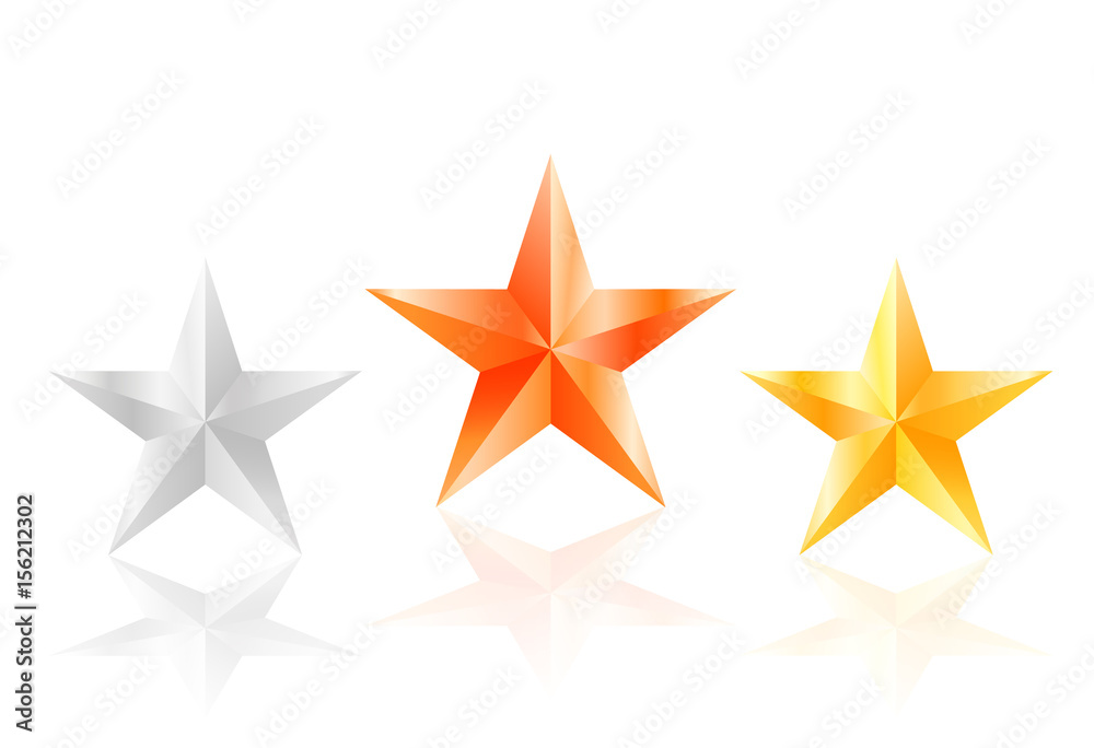 Obraz premium set of gold silver and bronze stars