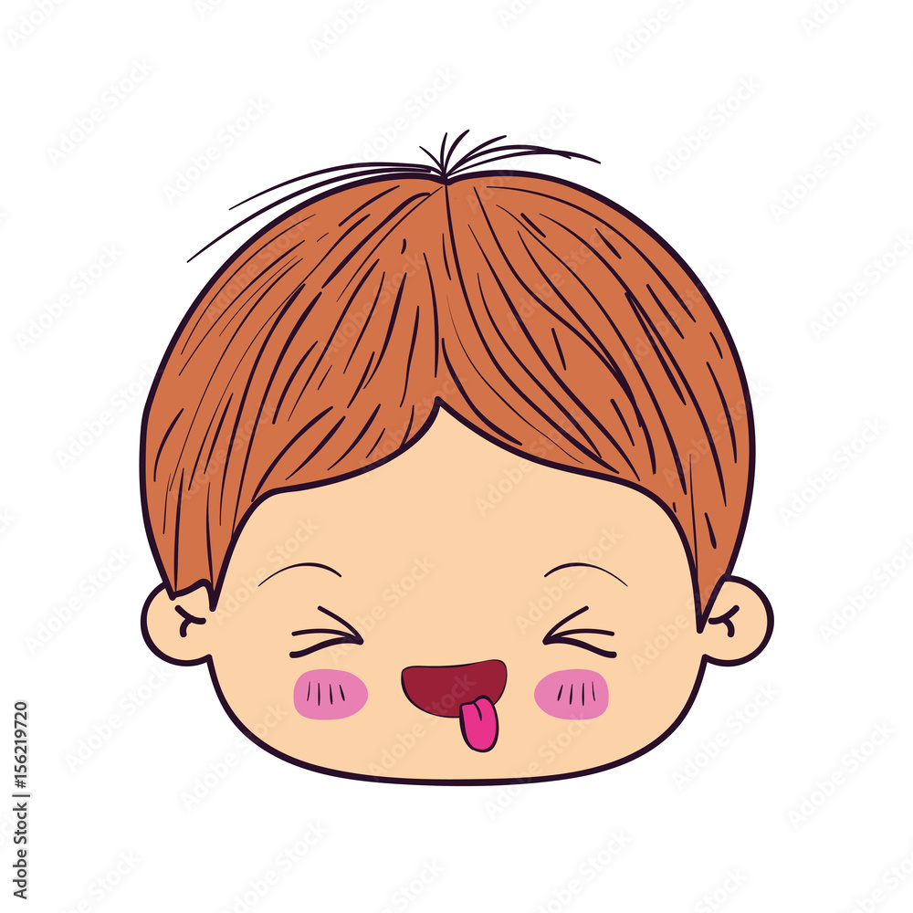 colorful caricature kawaii face little boy with facial expression funny with closed eyes vector illustration colorful caricature kawaii face little boy with facial expression funny with closed eyes vector illustration
