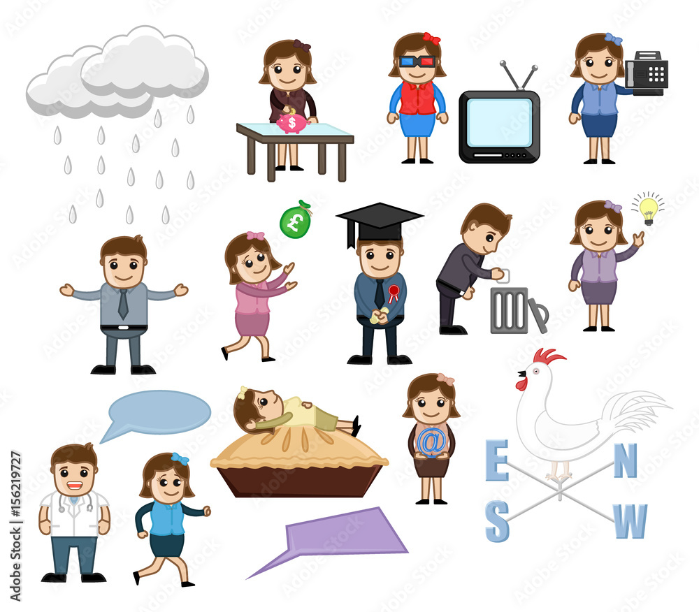 Communication and Business Cartoon Illustrations Communication and Business Cartoon Illustrations