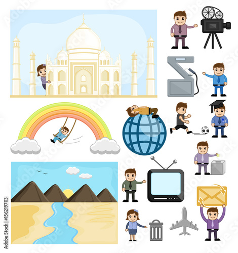 Cartoon Graphics of Technology and Travel