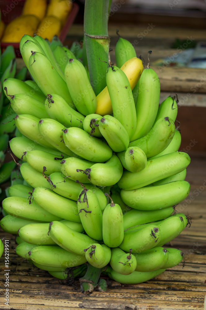 Raw bananas at the market