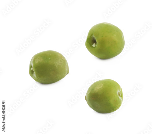 Single green olive isolated