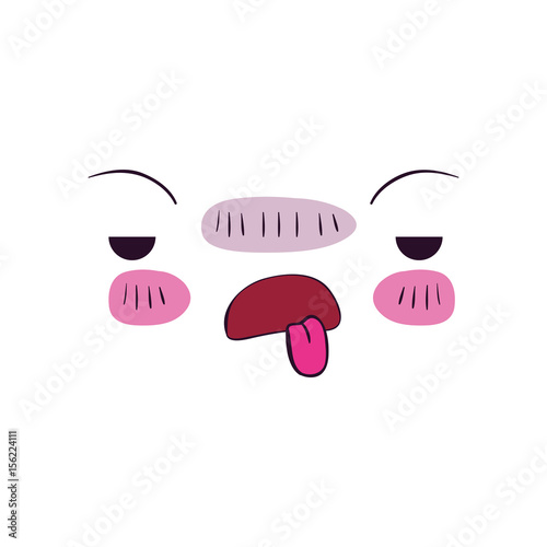 colorful facial expression unpleasant kawaii vector illustration