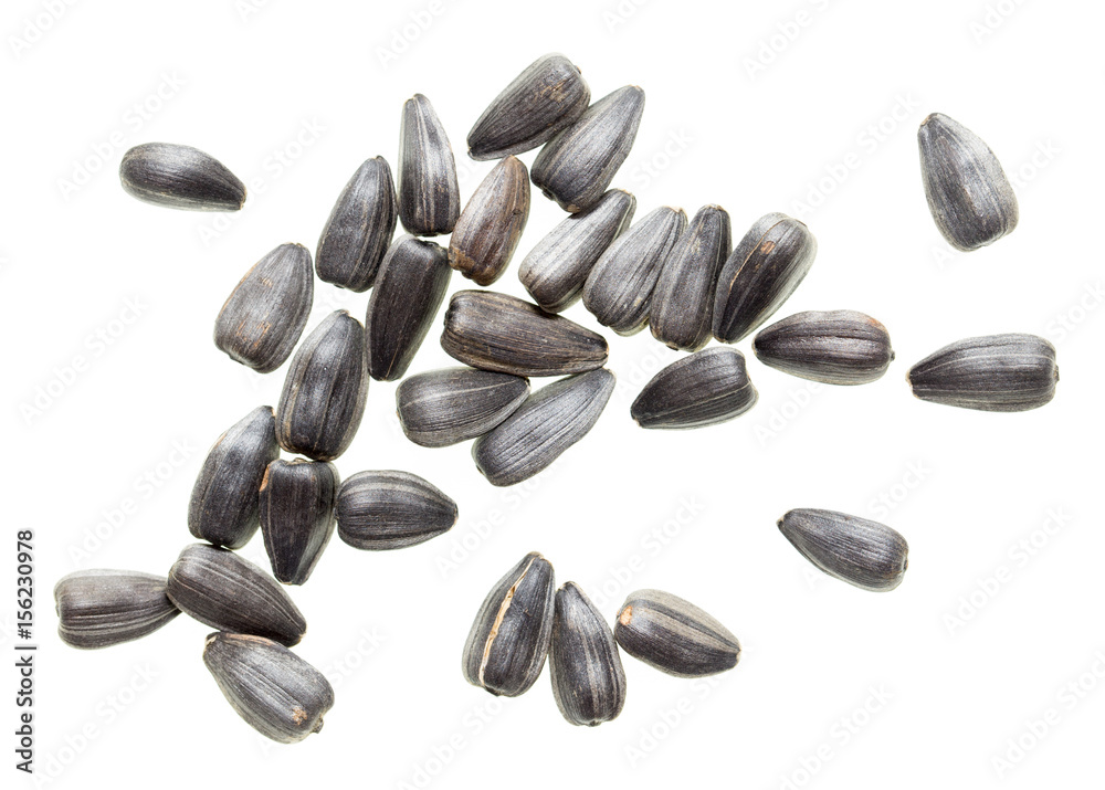 Fried black seeds isolated on white background