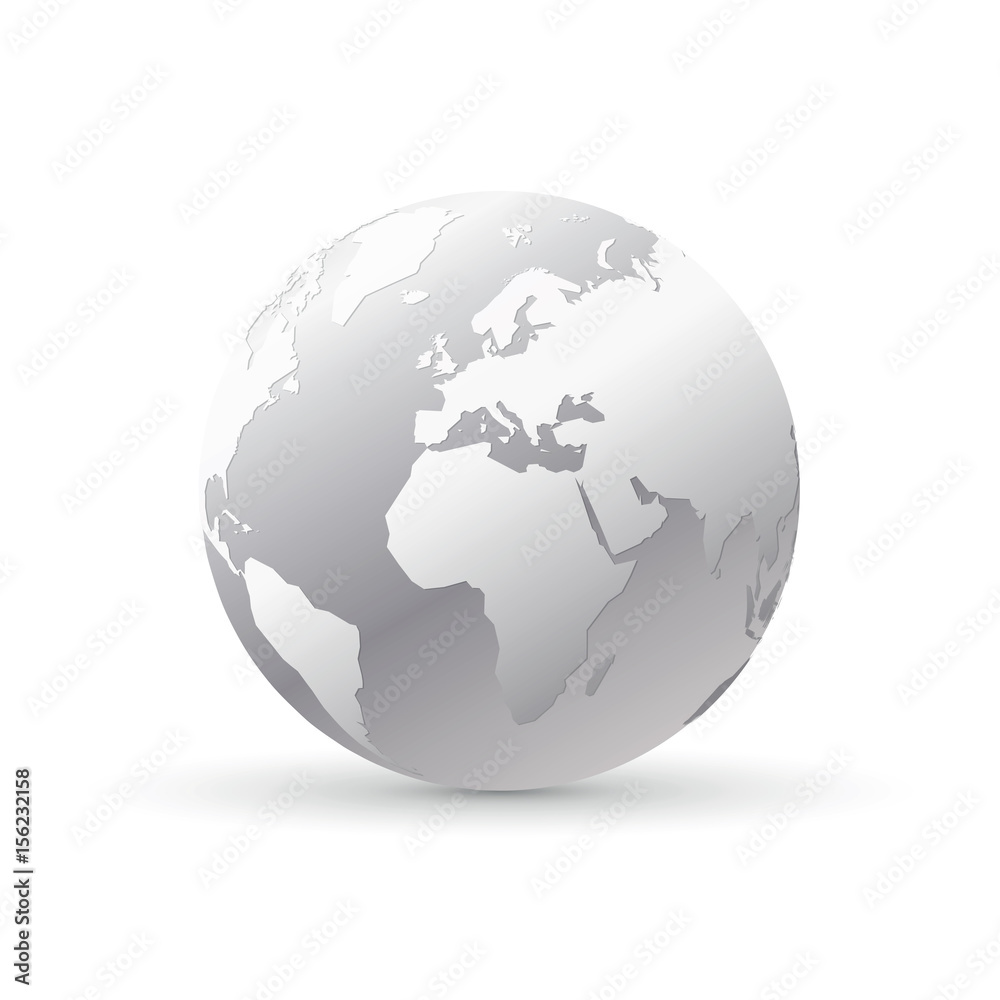 silver world earth globe