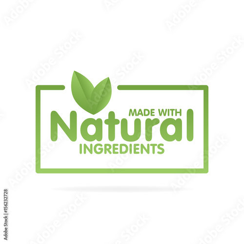 Made with Natural ingredients eco green label sticker. Vector Illustration