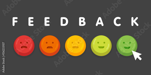 Feedback emoticon emoji smile icon buttons with mouse click vector illustration