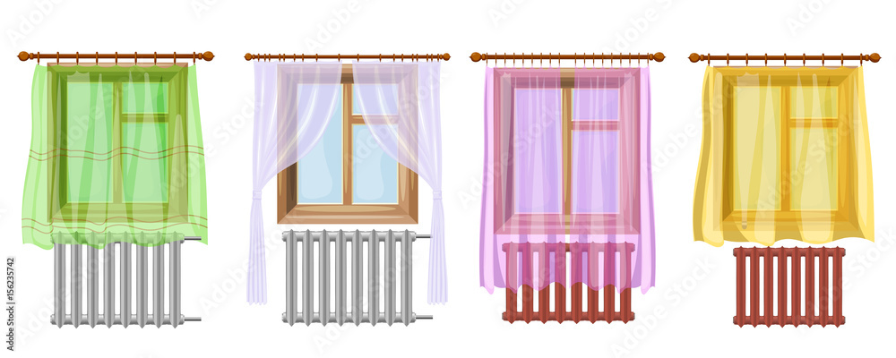 Image Of Window Curtains And Radiators, Is It Safe To Have Curtains Over Radiators