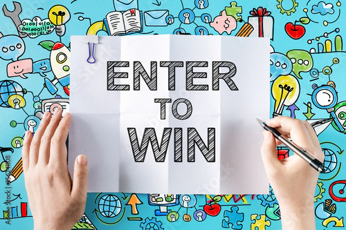 Enter to Win text with hands