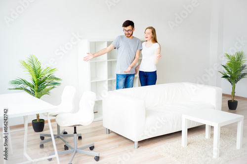 Couple in love in a new apartment
