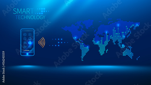 Smart phone to connect with the world. Smart phone sends and receives information from the cloud