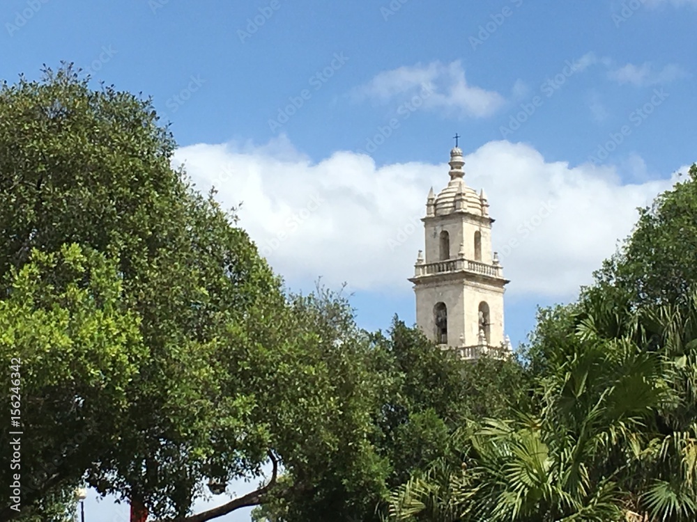 Church spire in Merida