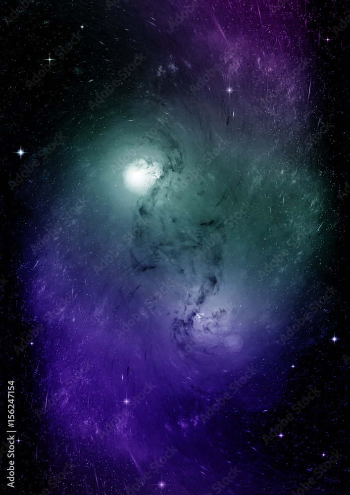 Fototapeta premium Stars, dust and gas nebula in a far galaxy