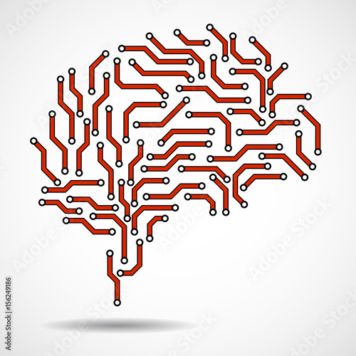 Technological brain. Circuit board. Abstract vector background