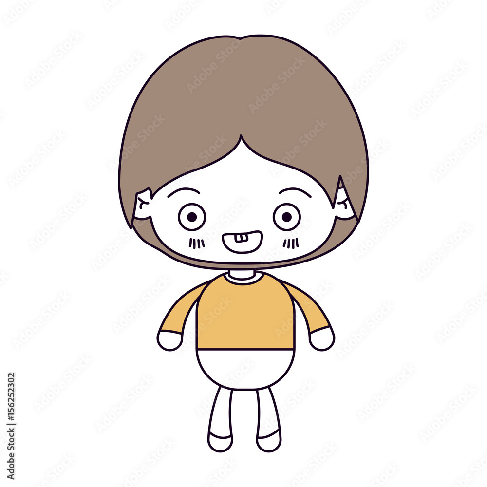 silhouette color sections and light brown hair of kawaii little boy smiling vector illustration silhouette color sections and light brown hair of kawaii little boy smiling vector illustration