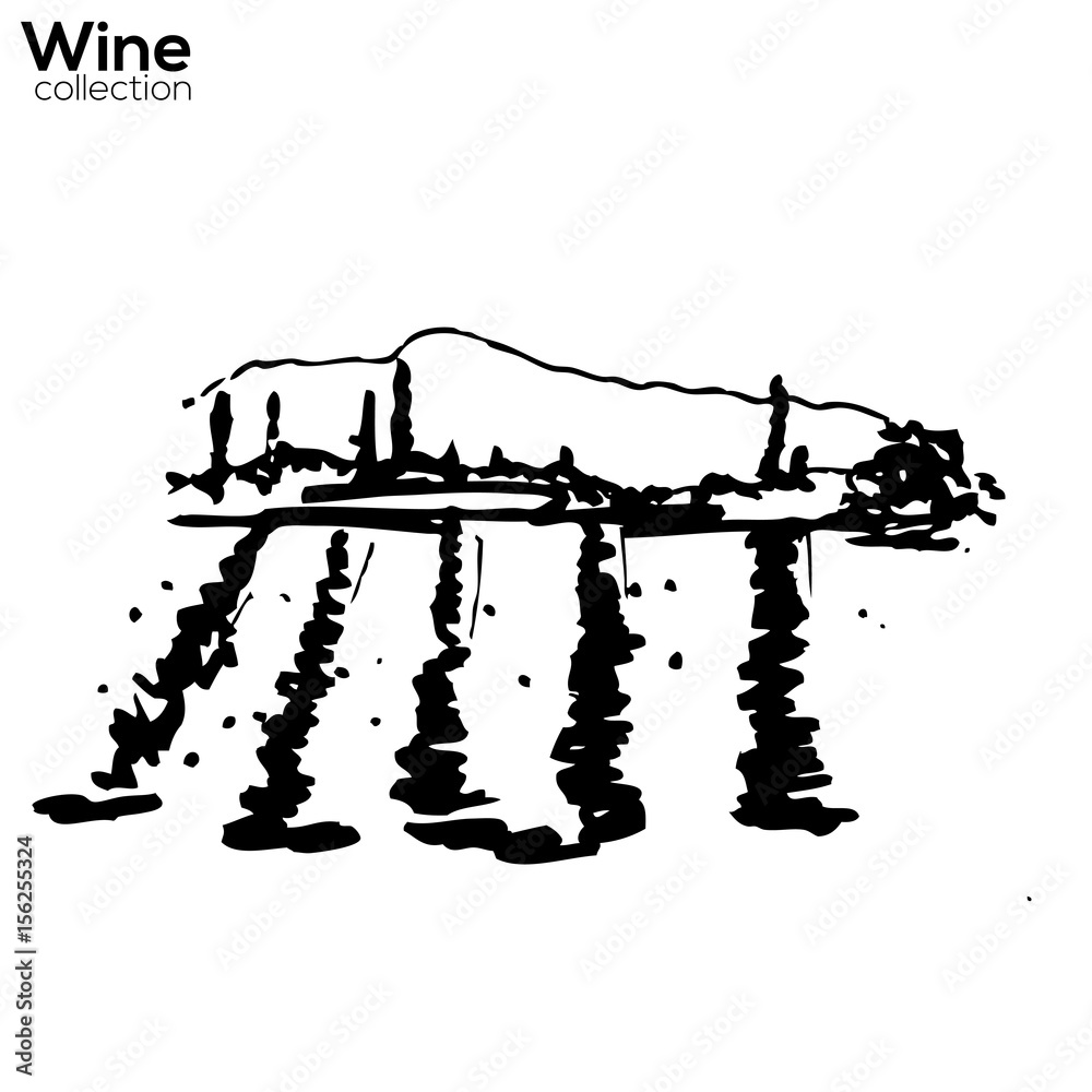 Fototapeta premium Wine yard hand sketch lanscape