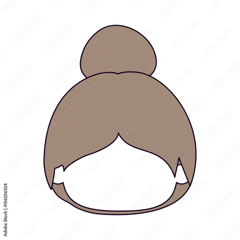 silhouette color sections and light brown hair of faceless head of little girl with collected hair vector illustration silhouette color sections and light brown hair of faceless head of little girl with collected hair vector illustration