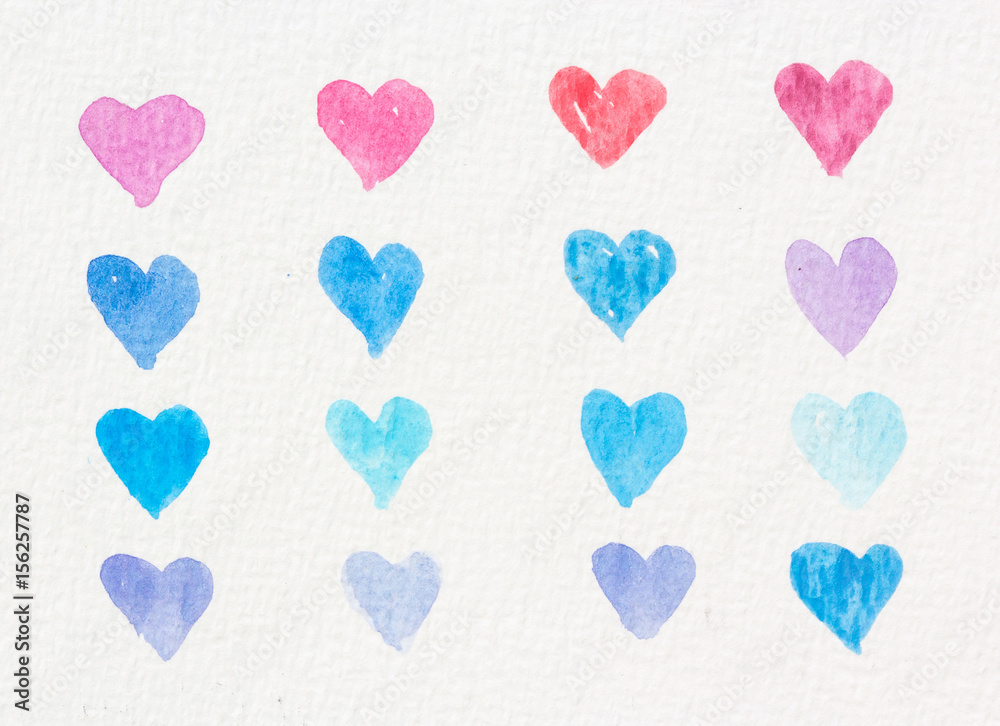 Watercolor of hearts