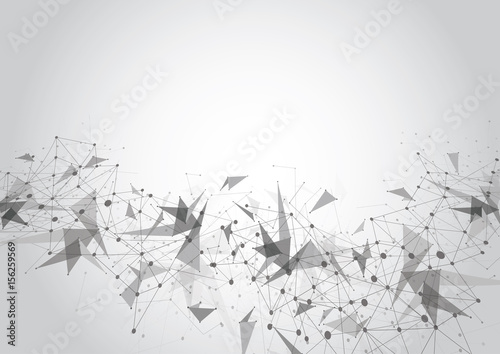 Gray Abstract polygonal space low poly background with connecting dots and lines. Connection structure. Vector Illustration
