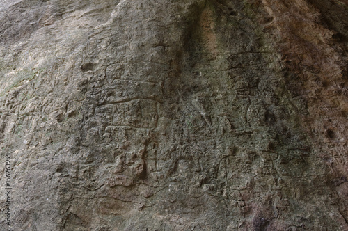 Petroglyphs made by primeval man. Gobustan national park. Azerbaijan