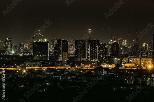 High angle view of city scape at night © bookybuggy