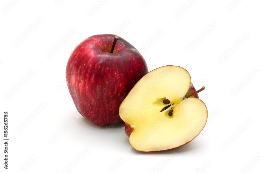 Isolated red apple sliced on white background Isolated red apple sliced on white background