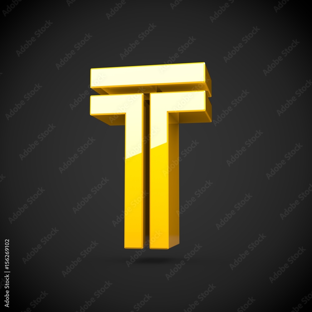 Yellow retro letter T uppercase isolated on black background Yellow retro letter T uppercase isolated on black background