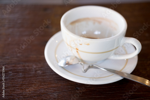 Coffee cup of empty and dirty after drinking