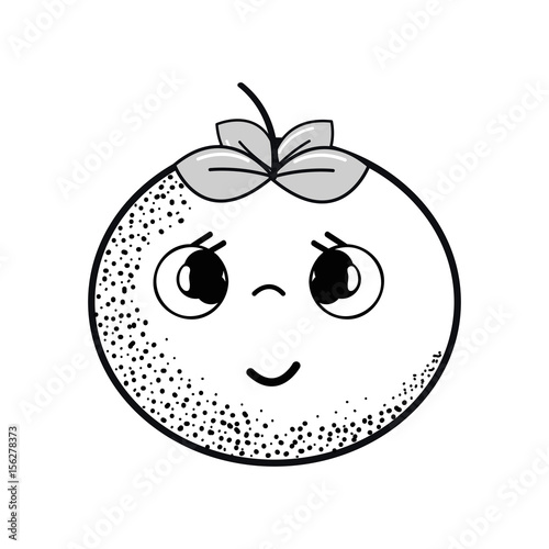 hand drawn kawaii nice shy tomato vegetable