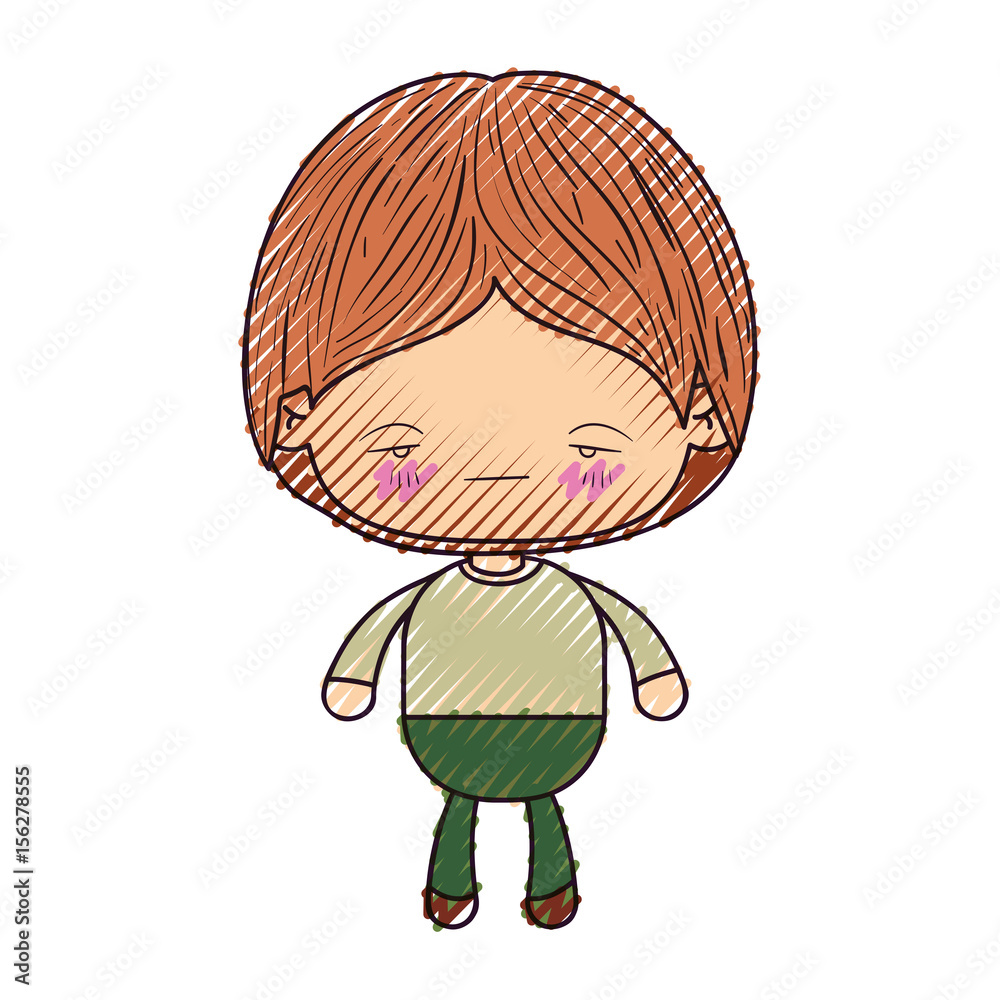 colored crayon silhouette of kawaii little boy with facial expression nervous vector illustration colored crayon silhouette of kawaii little boy with facial expression nervous vector illustration