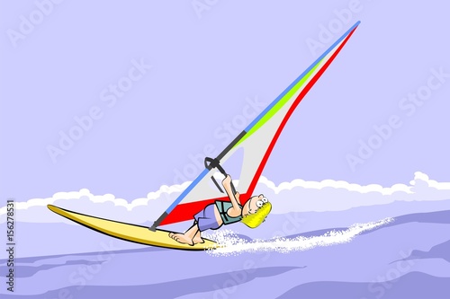 Windsurf summer cartoon