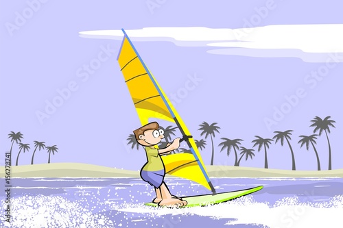 Windsurf summer cartoon