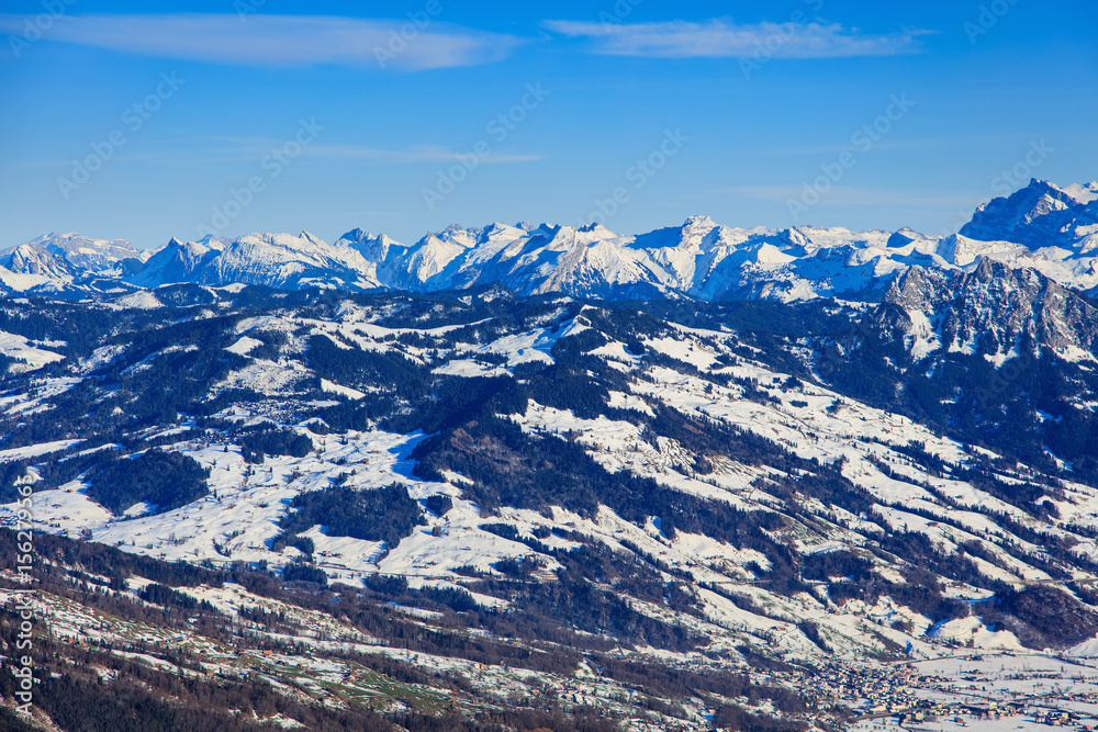 The alps - wintertime view from Mt. Rigi in Switzerland
