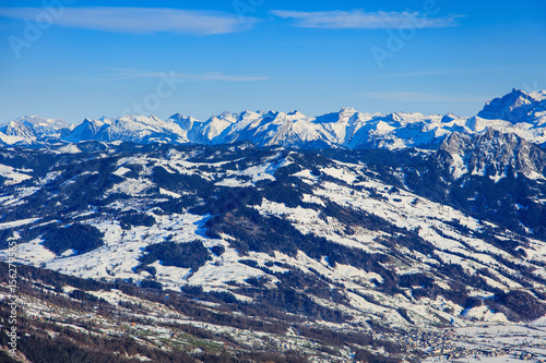 The alps - wintertime view from Mt. Rigi in Switzerland