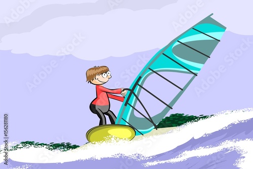 Windsurfing on the beach