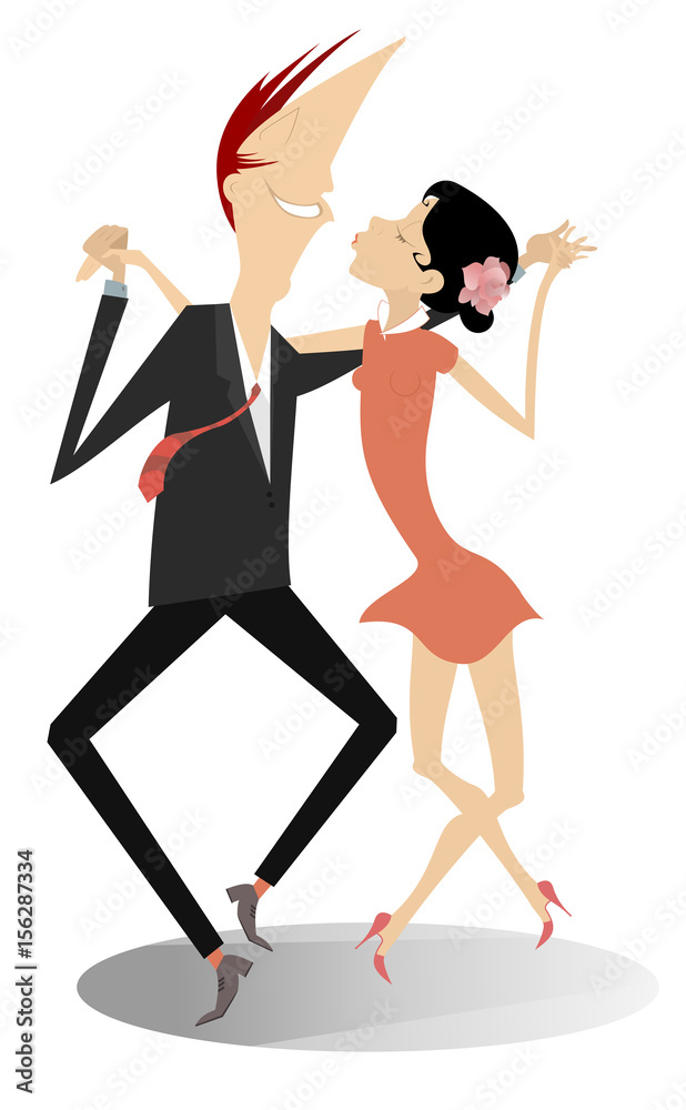 Dancing young couple isolated. Romantic dancing man and woman
Dancing young couple isolated. Romantic dancing man and woman