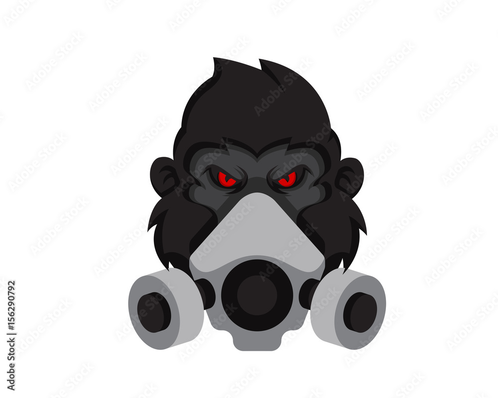 Obraz premium Nowoczesny goryl na sobie ilustracja Logo maski przeciwtoksycznej zanieczyszczenia