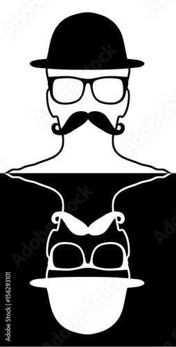 Brille, Bart und Hut
