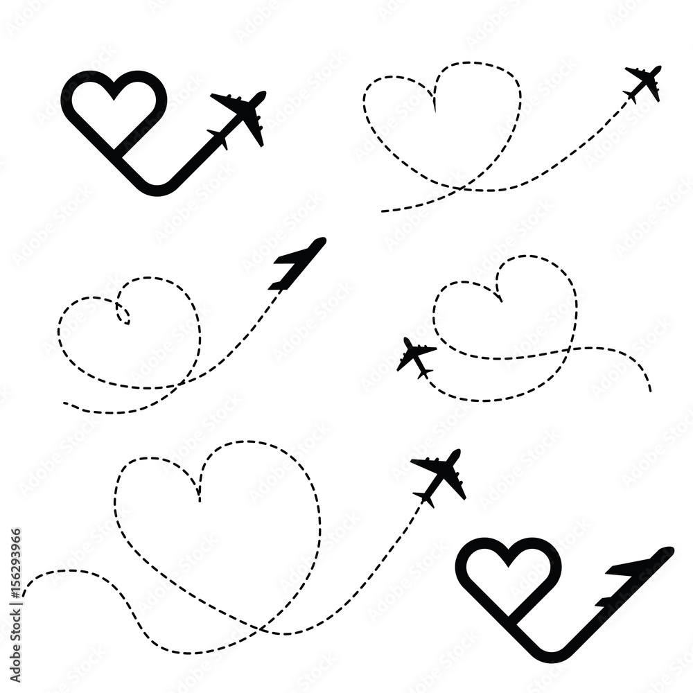 travel love in heart black icon set illustration travel love in heart black icon set illustration