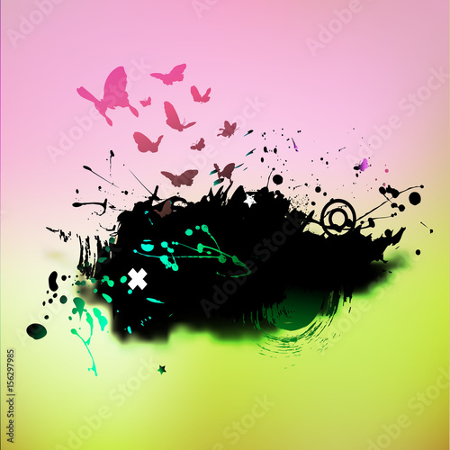 Watercolor Grunge colorful banner background. Vector illustration.