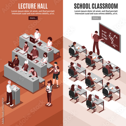 High School Isometric Vertical Banners 