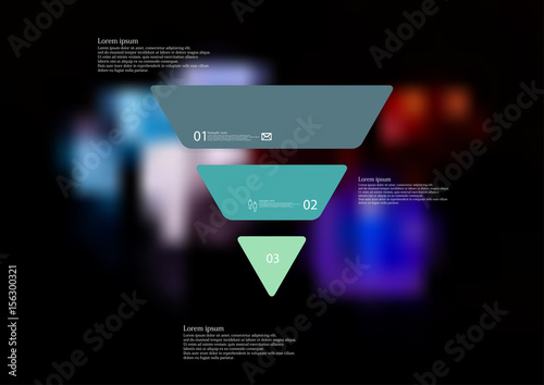 Illustration infographic template with triangle horizontally divided to three standalone color parts