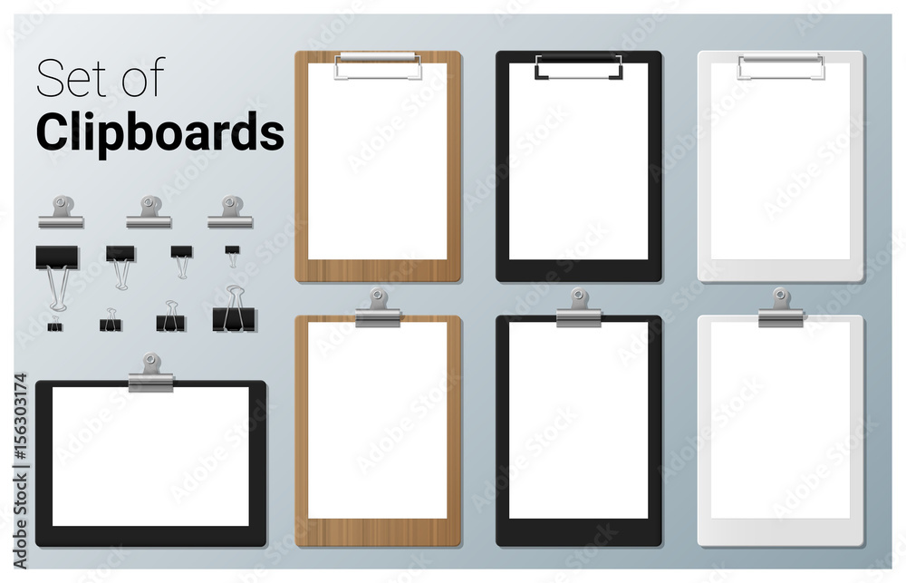 Set of realistic clipboards , vector, illustration