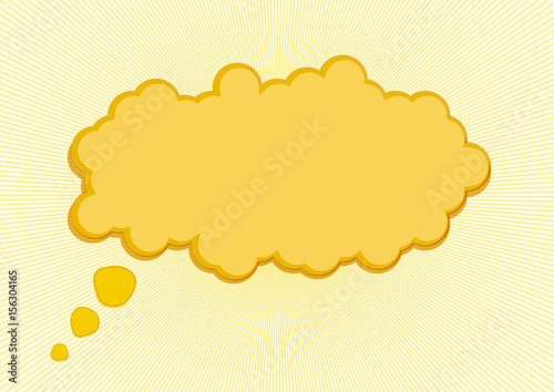 light orange yellow comics speech bubble with lined radial background