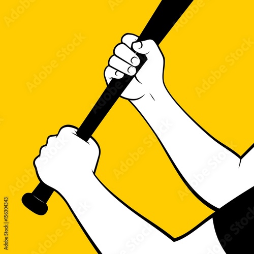 Hands holding baseball bat