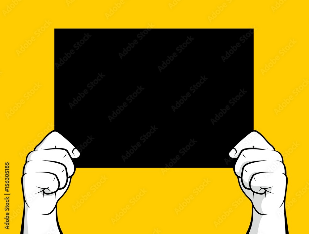 Man hands holding blank cardboard paper