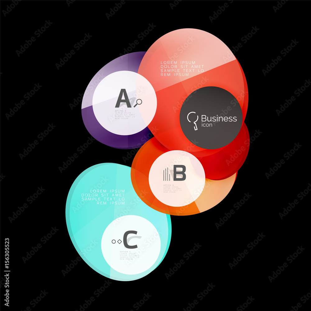 Glossy glass circle banner design template